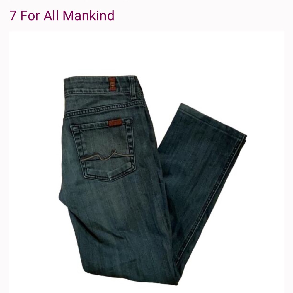 7 For All Mankind Vintage Carol Low Waist Straight Leg Blue Jeans Size 30 - Picture 1 of 9